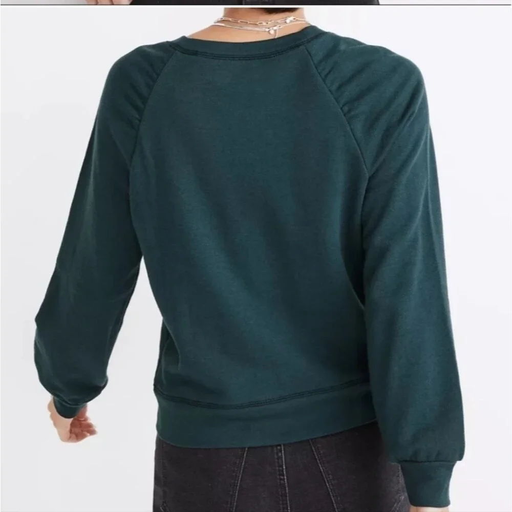 Madewell Gathered Puff-Sleeve Sweatshirt Size Small Green Lane